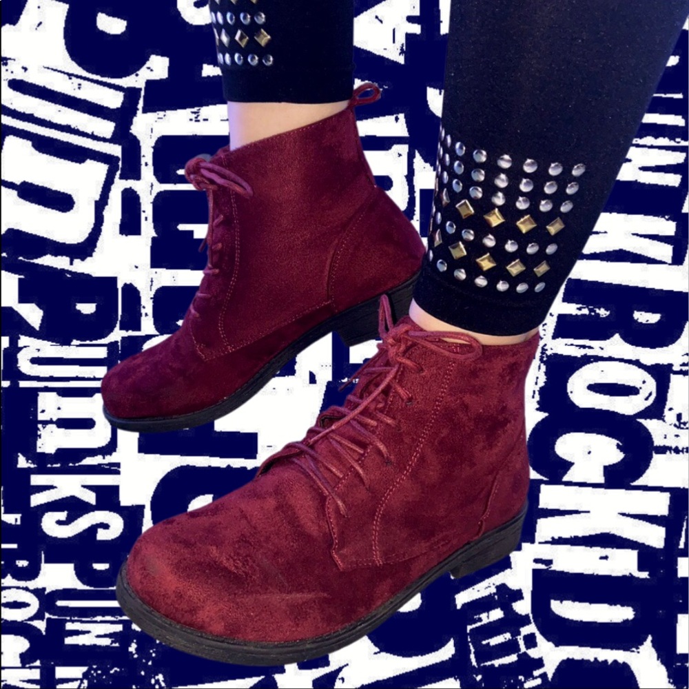 💥Vibrant Burgundy Red Suede💥